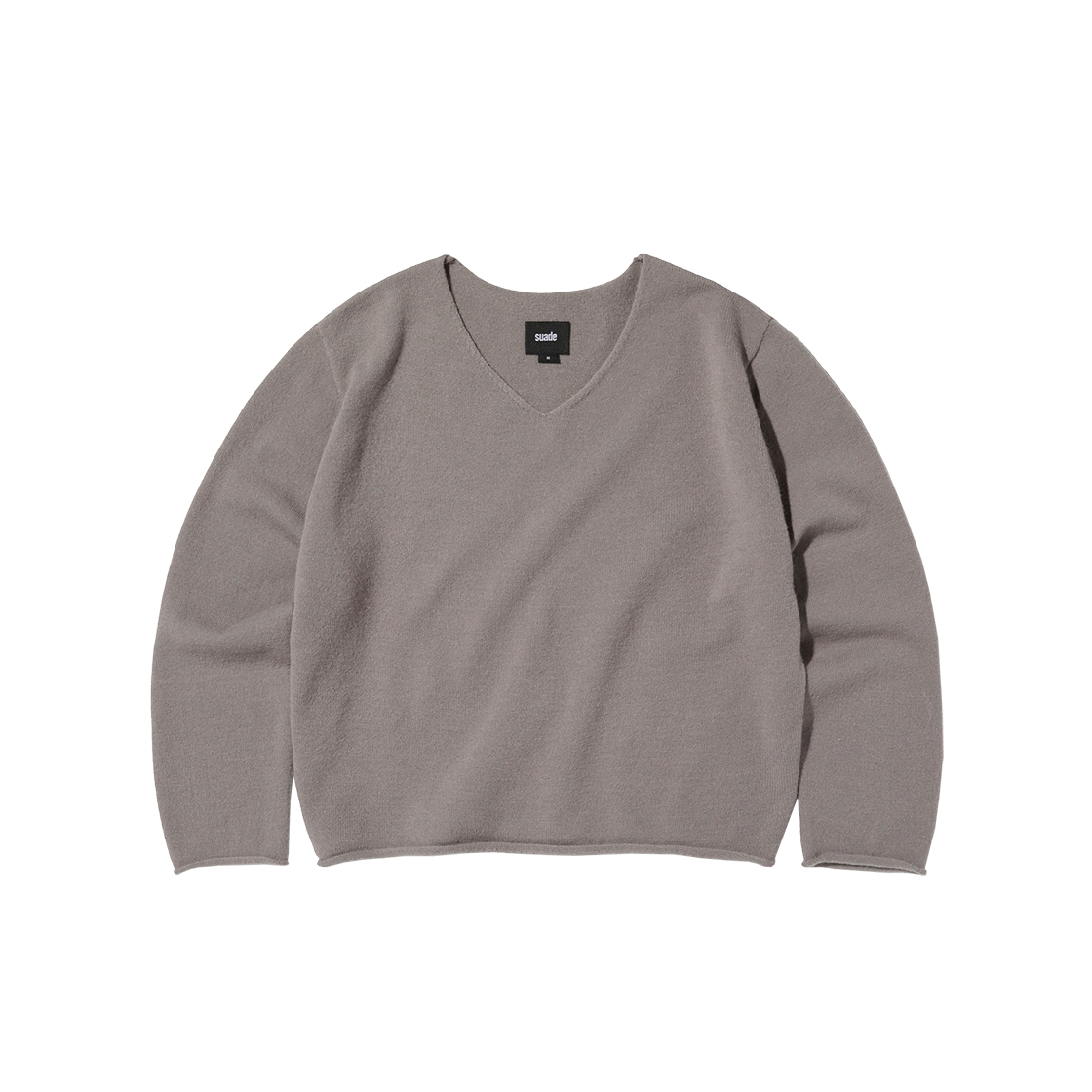 스웨이드 브이넥 롤 니트 그레이(Suade V neck rolled knit Gray) - 1
