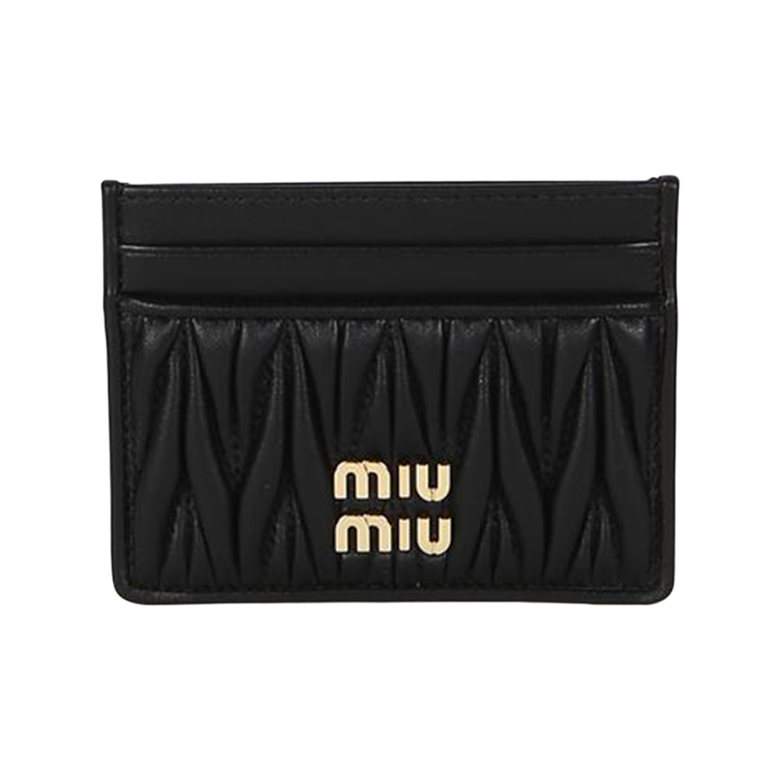 5MC076 AFPP F0002 [20% 쿠폰] Miu Miu Matelasse Nappa Leather Card Holder Black