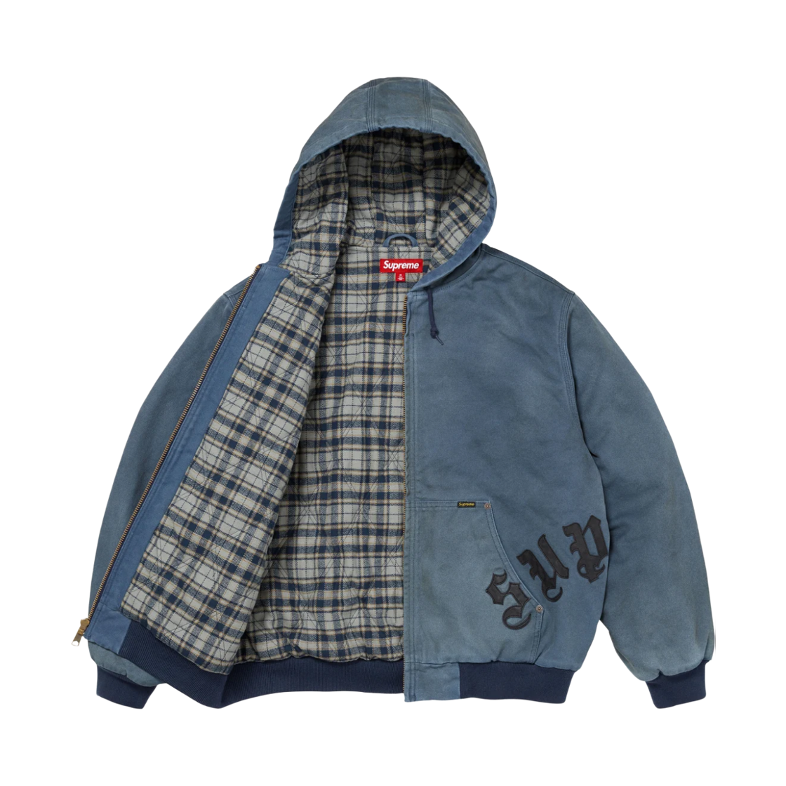 슈프림 레더 아플리케 후드 워크 자켓 네이비 - 26FW(Supreme Leather Applique Hooded Work Jacket Navy - 26FW) - 3