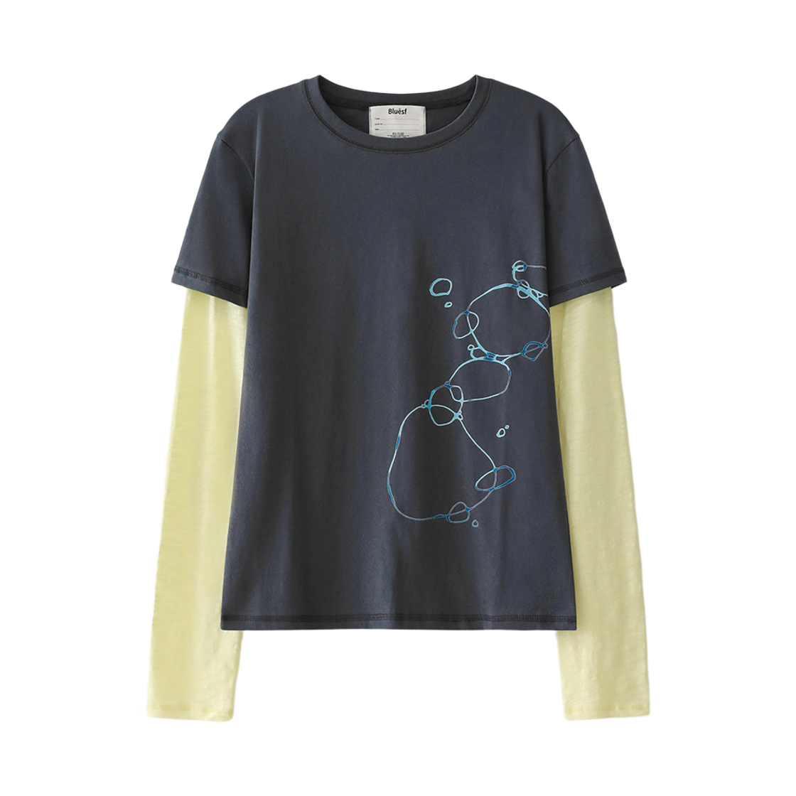 블루 선플라워 레이어드 그래픽 티셔츠 차(Blue Sunflower Layered Graphic Tee Ch)