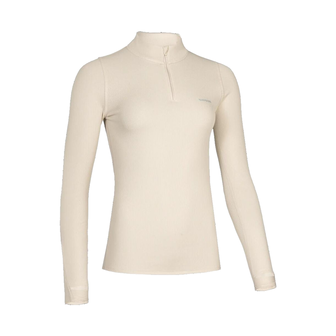 9008690 Decathlon Women's Ribbed Half-Zip Running Long-Sleeved T-shirt Run Warm Flow Linen Beige