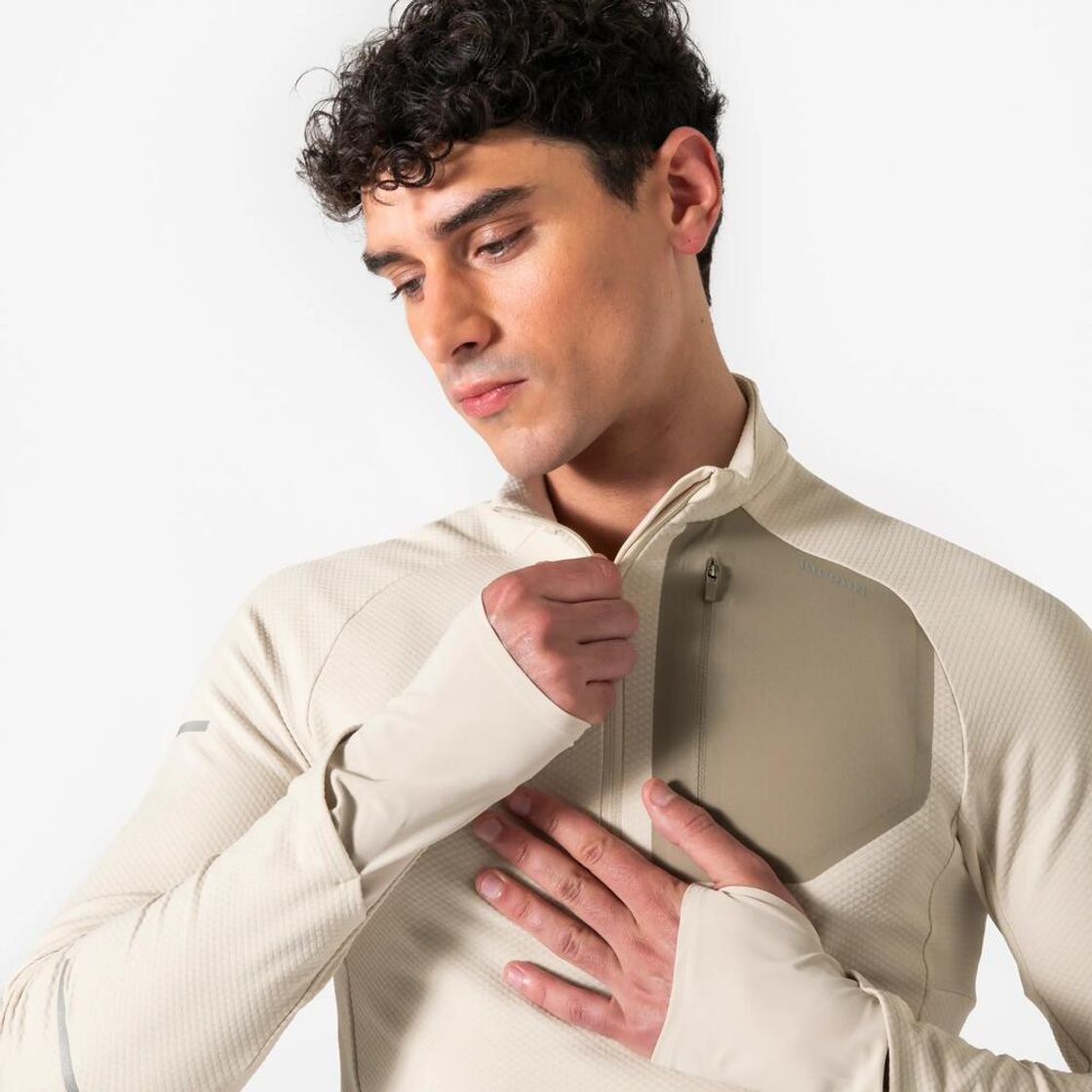 데카트론 남성 하프집 러닝 긴팔 티 런 웜 900 린넨 베이지(Decathlon Men's Half-Zip Running Long-Sleeved T-shirt Run Warm 900 Linen Beige) - 5