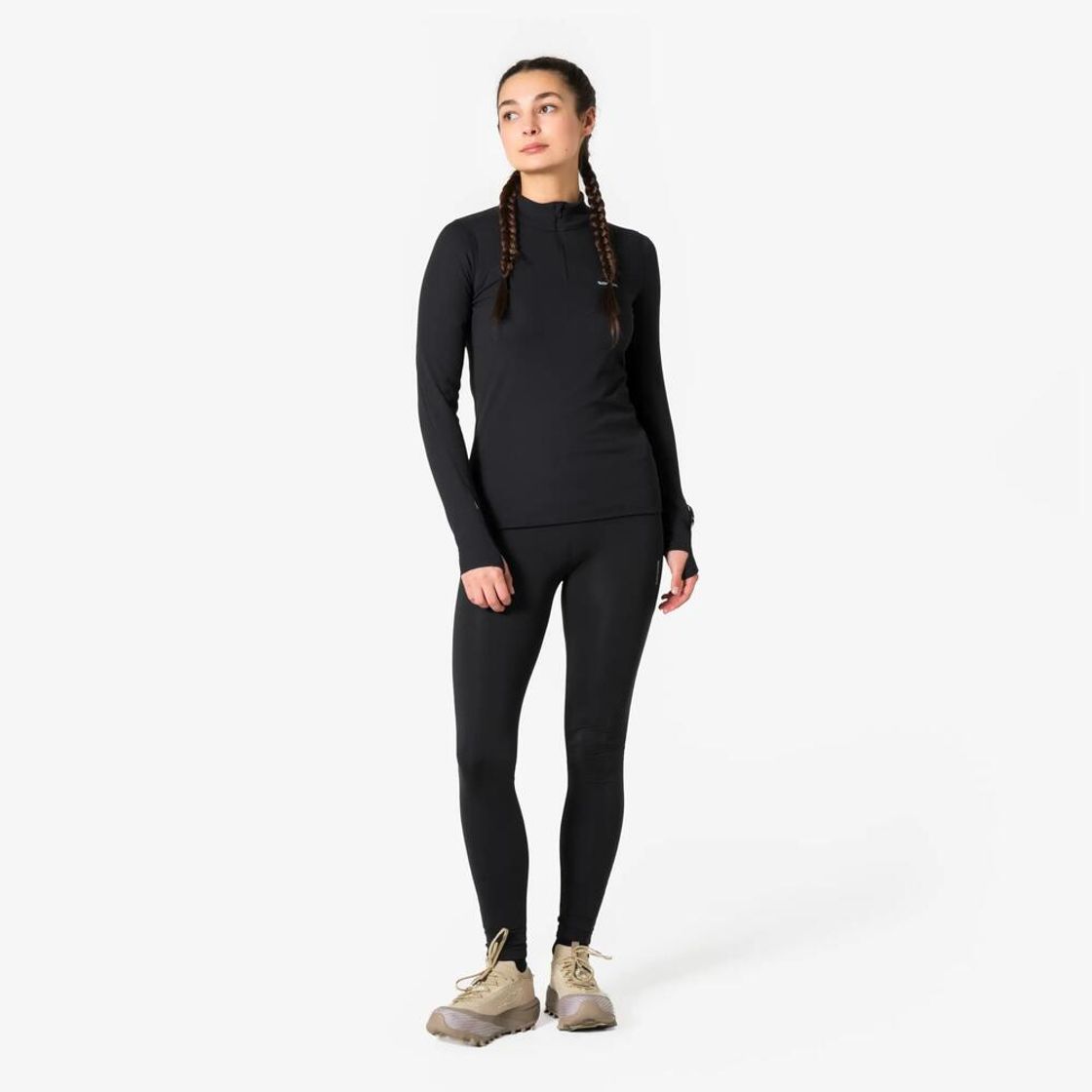 데카트론 여성 하프집 러닝 긴팔 티 런 웜 플로우 스모크 블랙(Decathlon Women's Half-Zip Running Long-Sleeved T-shirt Run Warm Flow Smoke Black) - 4