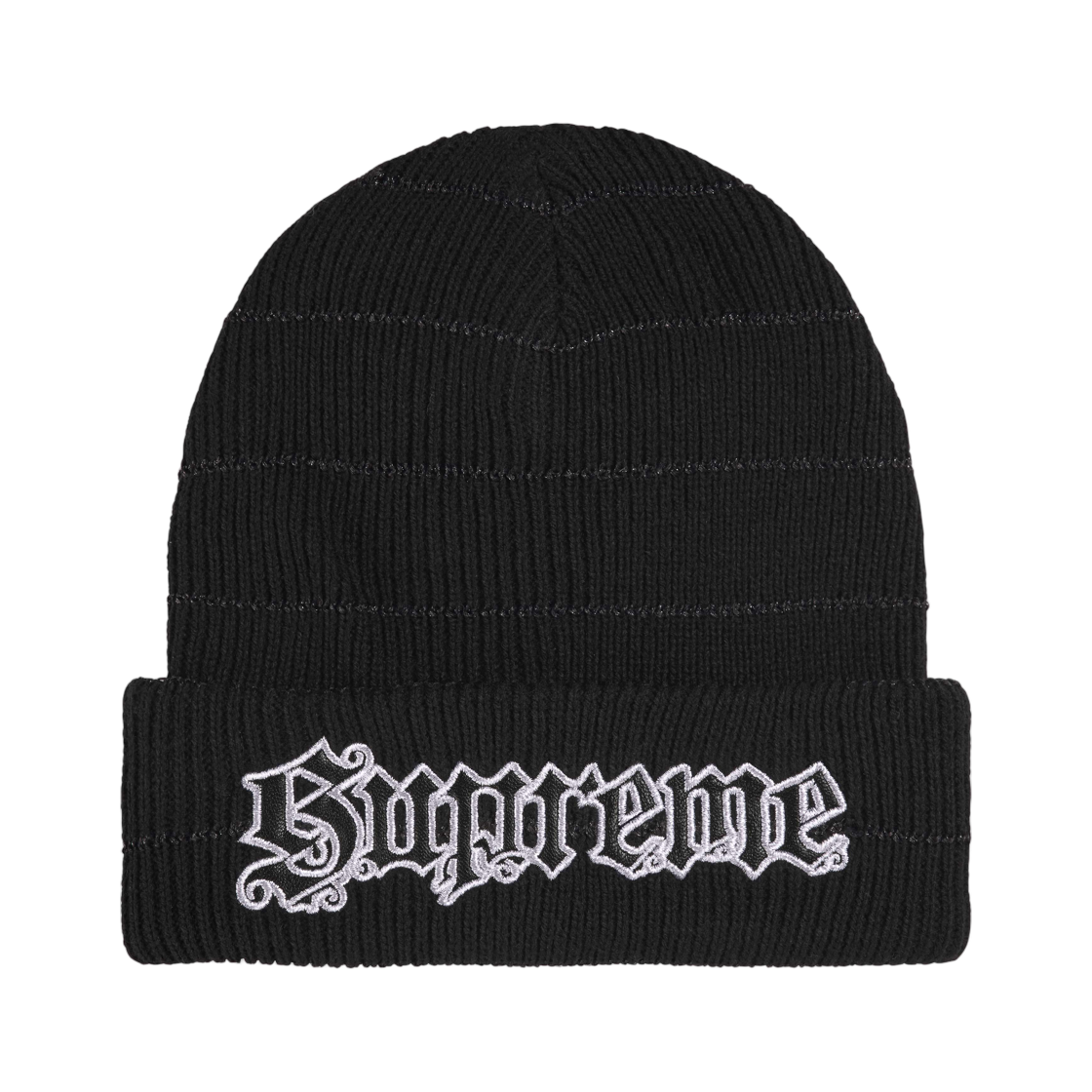 - Supreme Metallic Stripe Beanie Black - 26FW