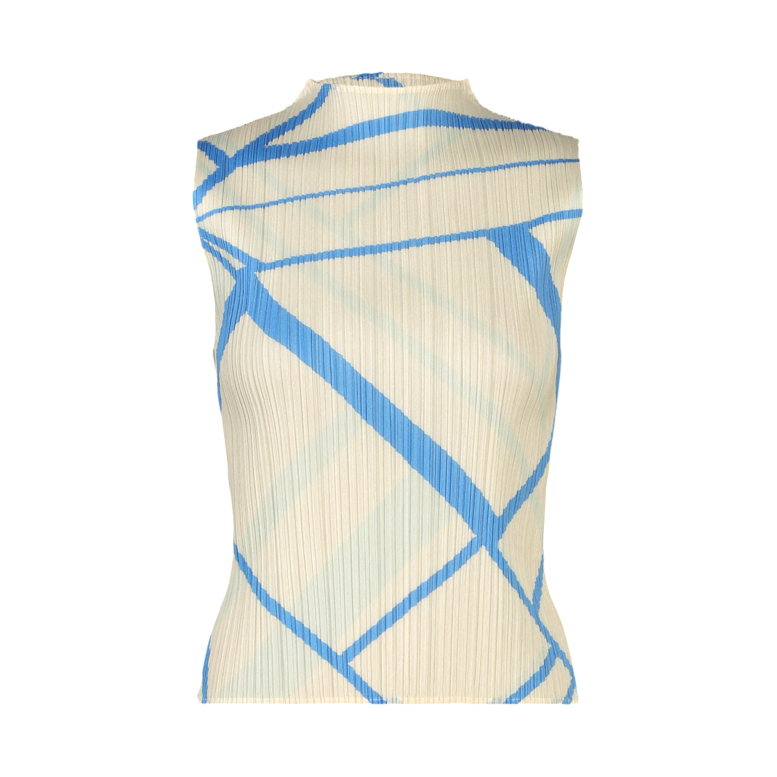 PP63-JK681-02 (W) Pleats Please Issey Miyake Fold Line Sleeveless Top Off White