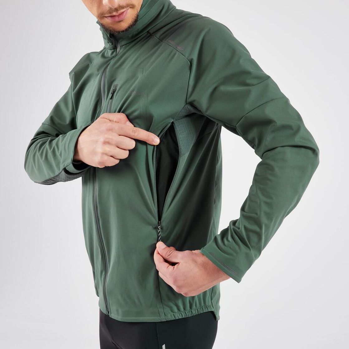 데카트론 남성 러닝 장갑일체형 자켓 런 웜 900 스모크 그린(Decathlon Men's Running Jacket with Built-in Gloves Run Warm 900 Smoke Green) - 4