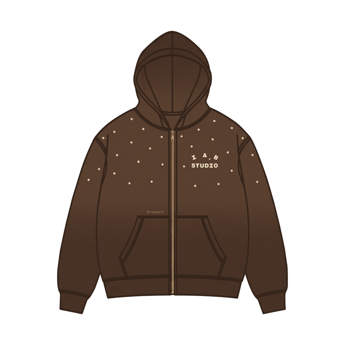 - IAB Studio x Kusneuf Reworked Zip-Up Hoodie Brown