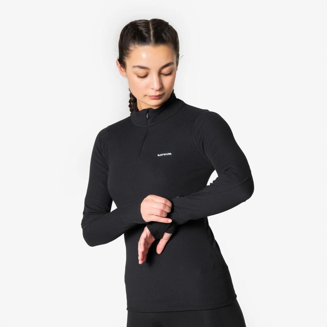 데카트론 여성 하프집 러닝 긴팔 티 런 웜 플로우 스모크 블랙(Decathlon Women's Half-Zip Running Long-Sleeved T-shirt Run Warm Flow Smoke Black) - 6