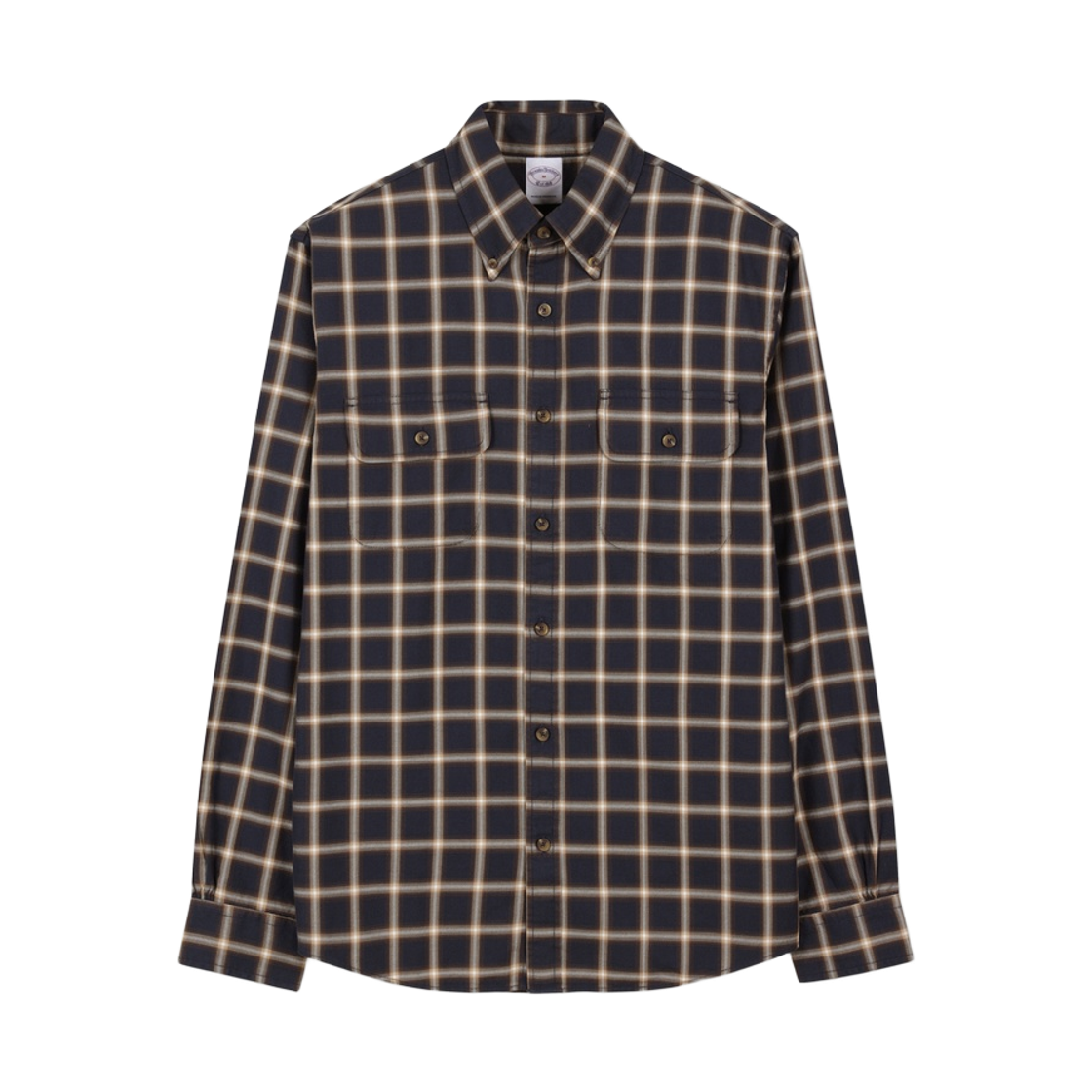 BBTHMMG303-ZNA BrooksBrothers Friday Twill Check Pattern Work Shirt Navy