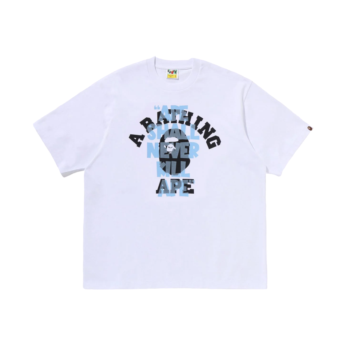 - BAPE Ape Shall Never Kill Ape College Relaxed Fit T-Shirt White