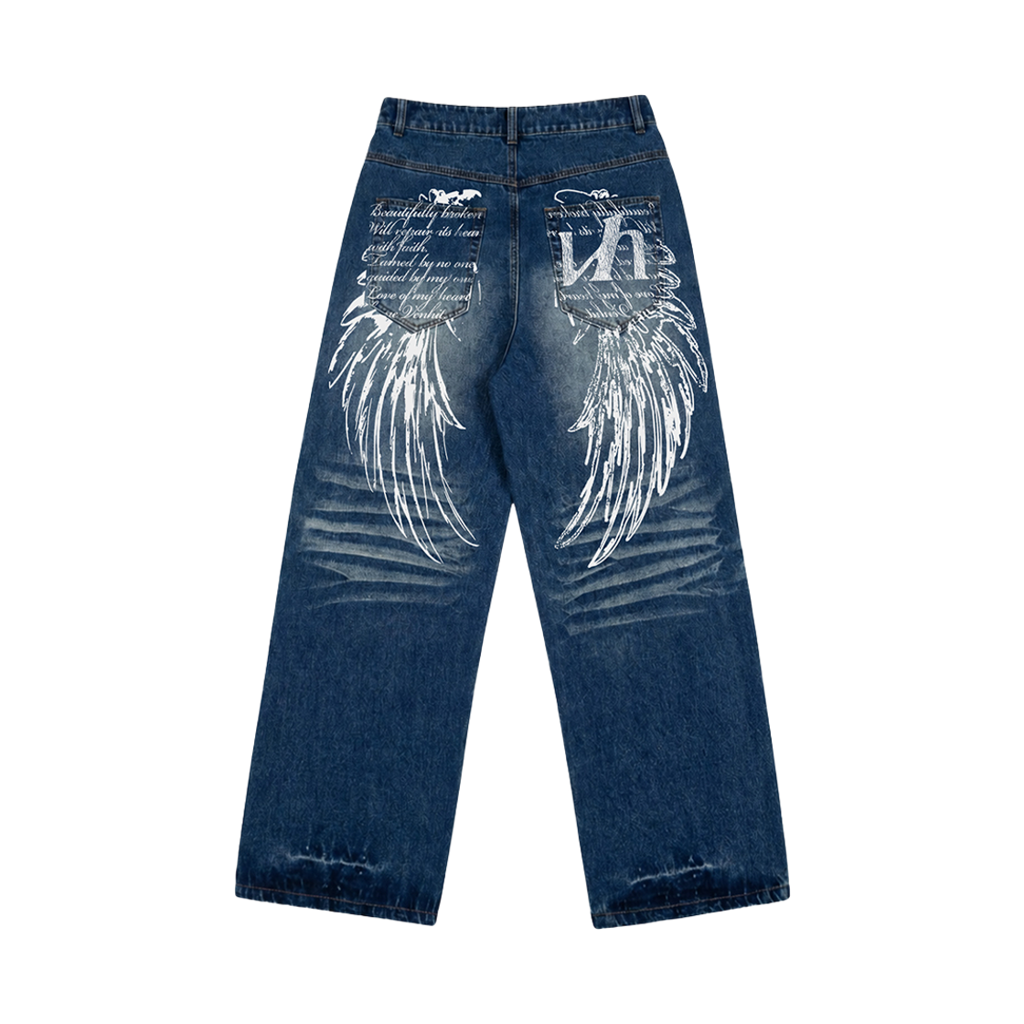 26FV007 Venhit Back Wing Camo Pants Mid Blue Denim