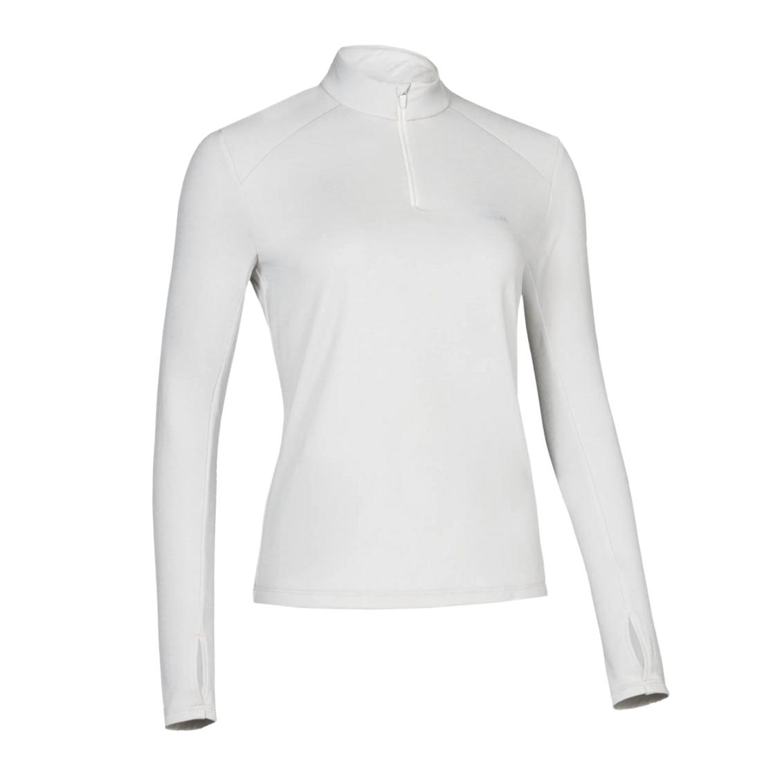 8986678 Decathlon Women's Half-Zip Running Long-Sleeved T-shirt Run Core Mineral Grey