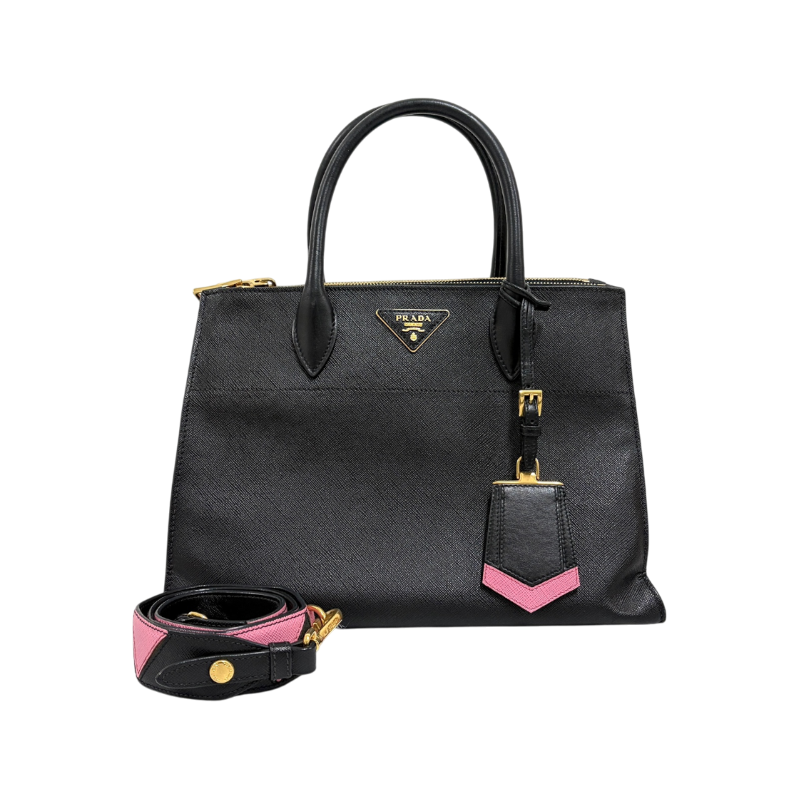ITDLIAJLAJKN Prada Saffiano Paradigm City Tote Bag Black