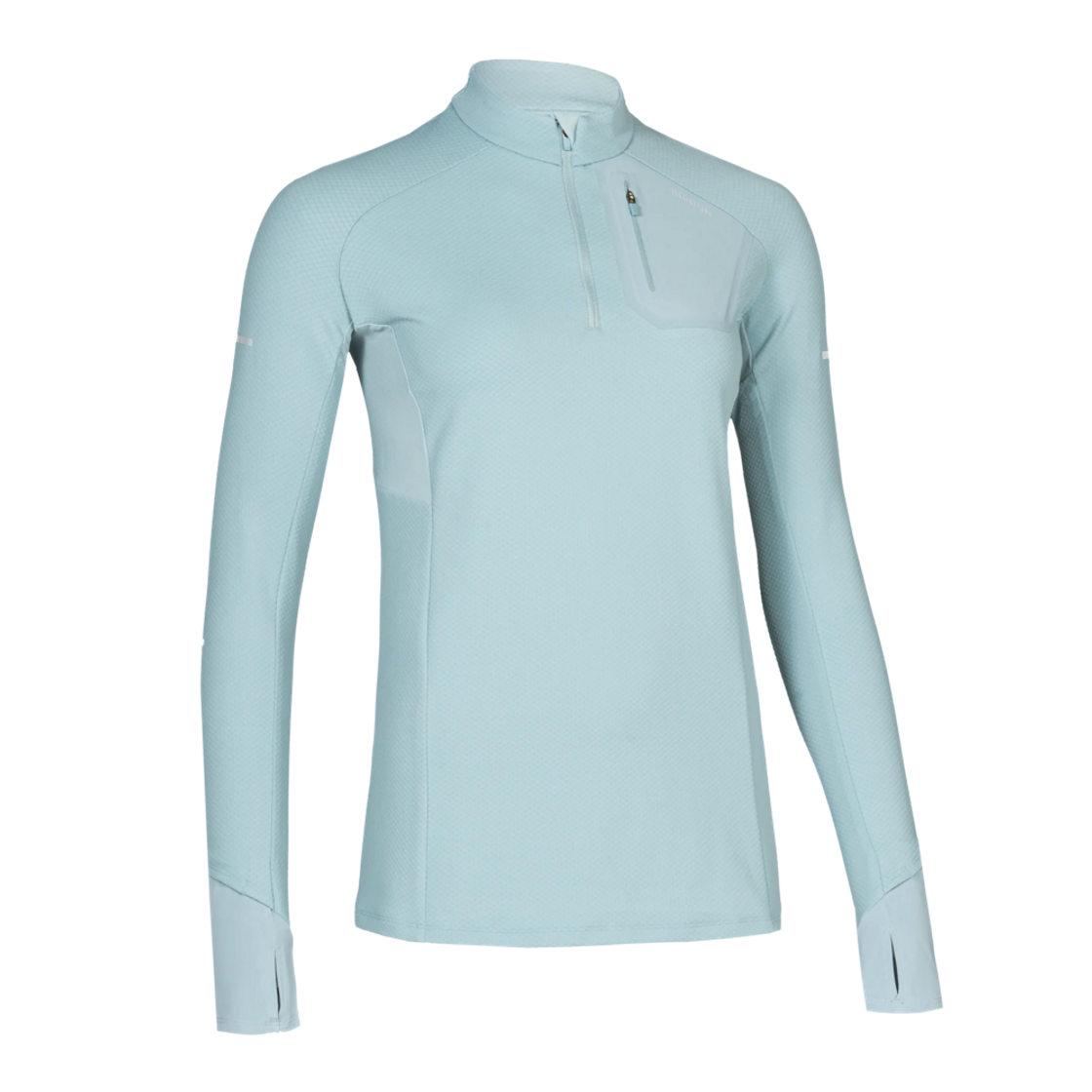 9008045 Decathlon Women's Half-Zip Running Long-Sleeved T-shirt Run Warm 900 Rainy Blue