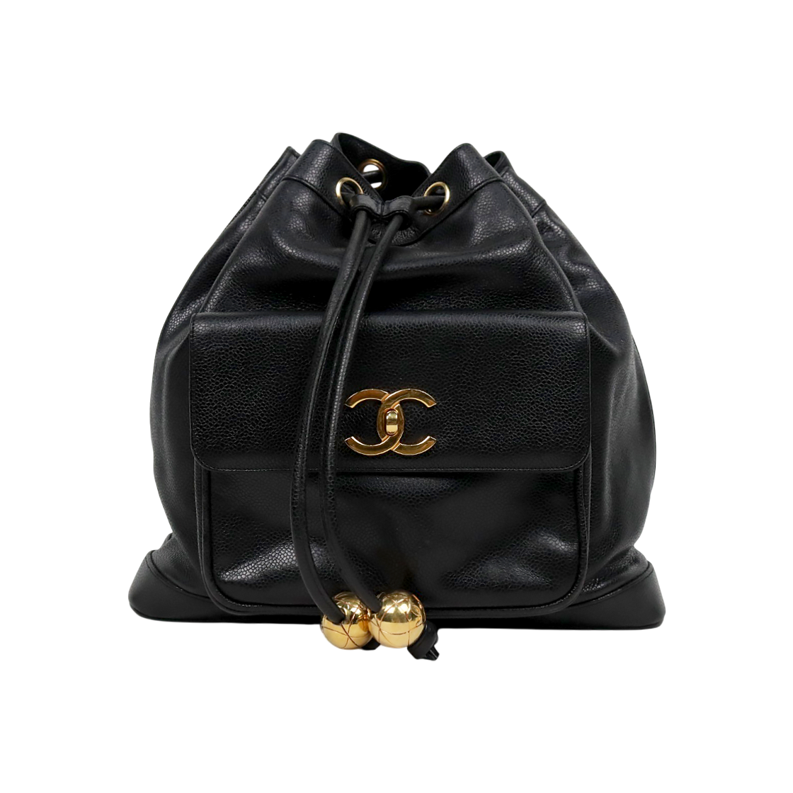 ITWPP93DK39J Chanel Black Caviar Drawstring Pocket Backpack