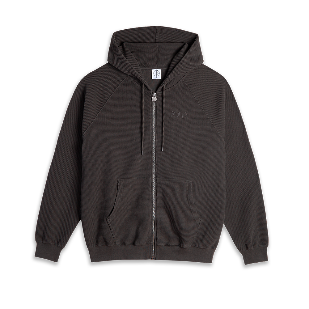 P000BLUU Polar Skate Co. Waffle Zip Hoodie Dirty Black