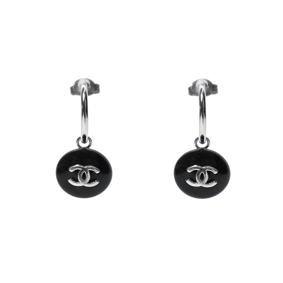 ITV8T6FM4GJQ Chanel Black CC Hoop Earrings