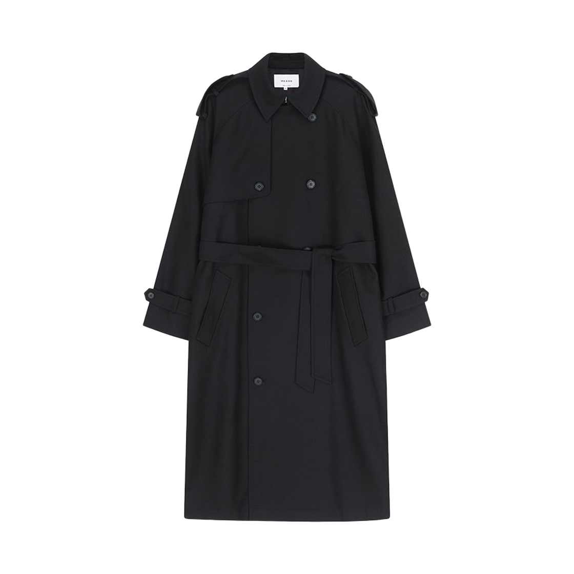 264-1004-01 VIS A VIS Wool Trench Coat Black