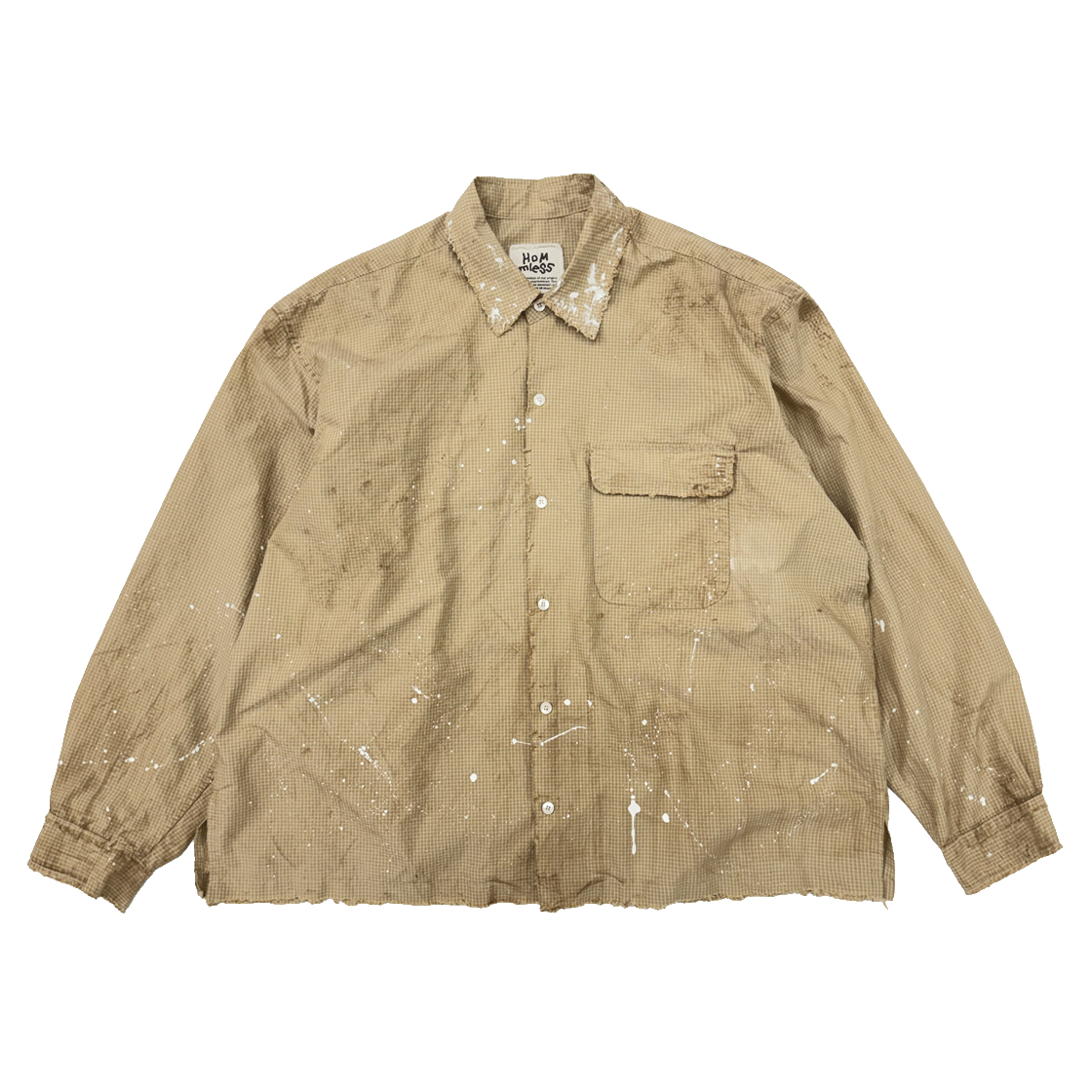 홈리스 스머지 더티 체크 셔츠 베이지(Hommless Smudge Dirty Check Shirt Beige) - 1