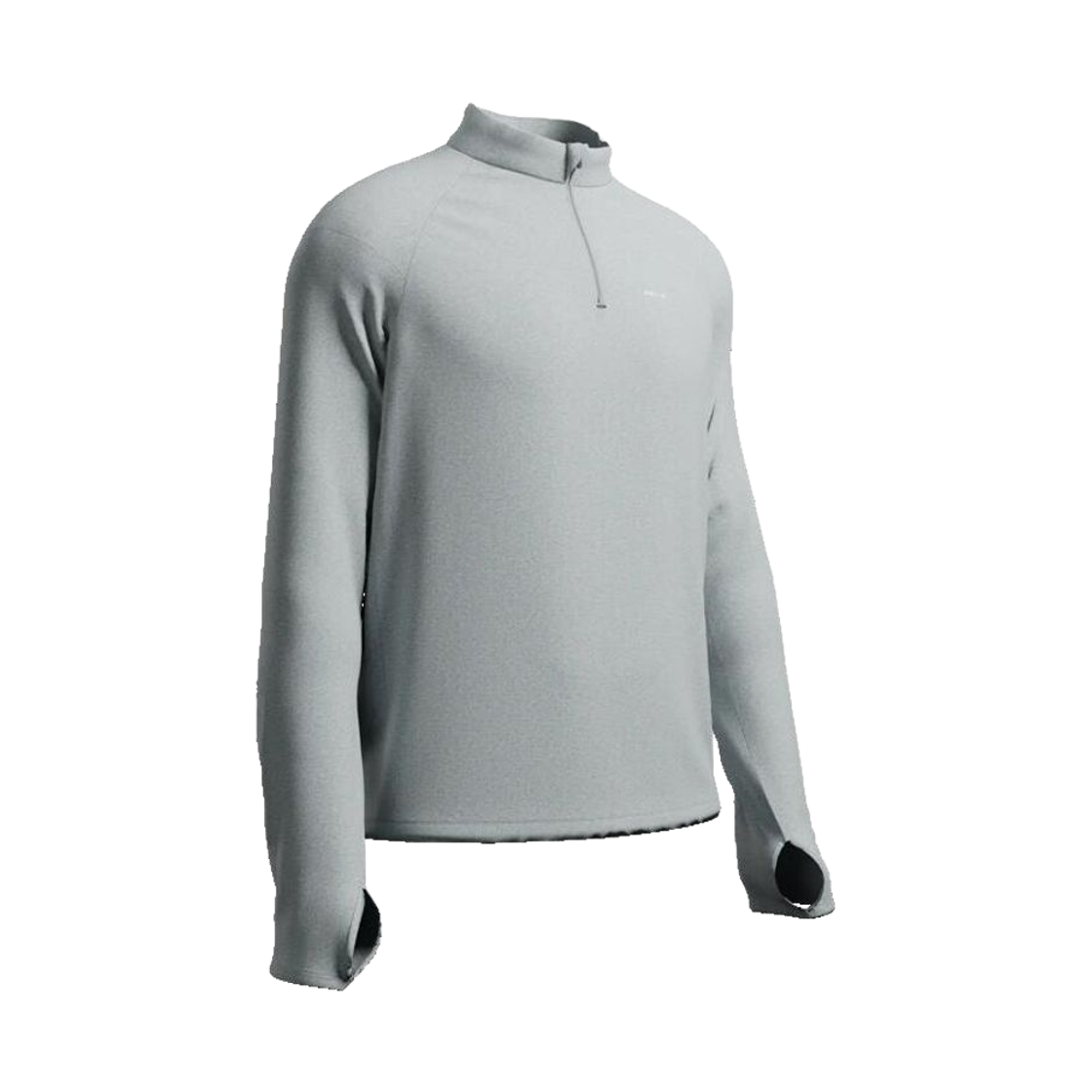 8929140 Decathlon Men's Half-Zip Running Long-Sleeved T-shirt Run Warm 100 Concrete Grey