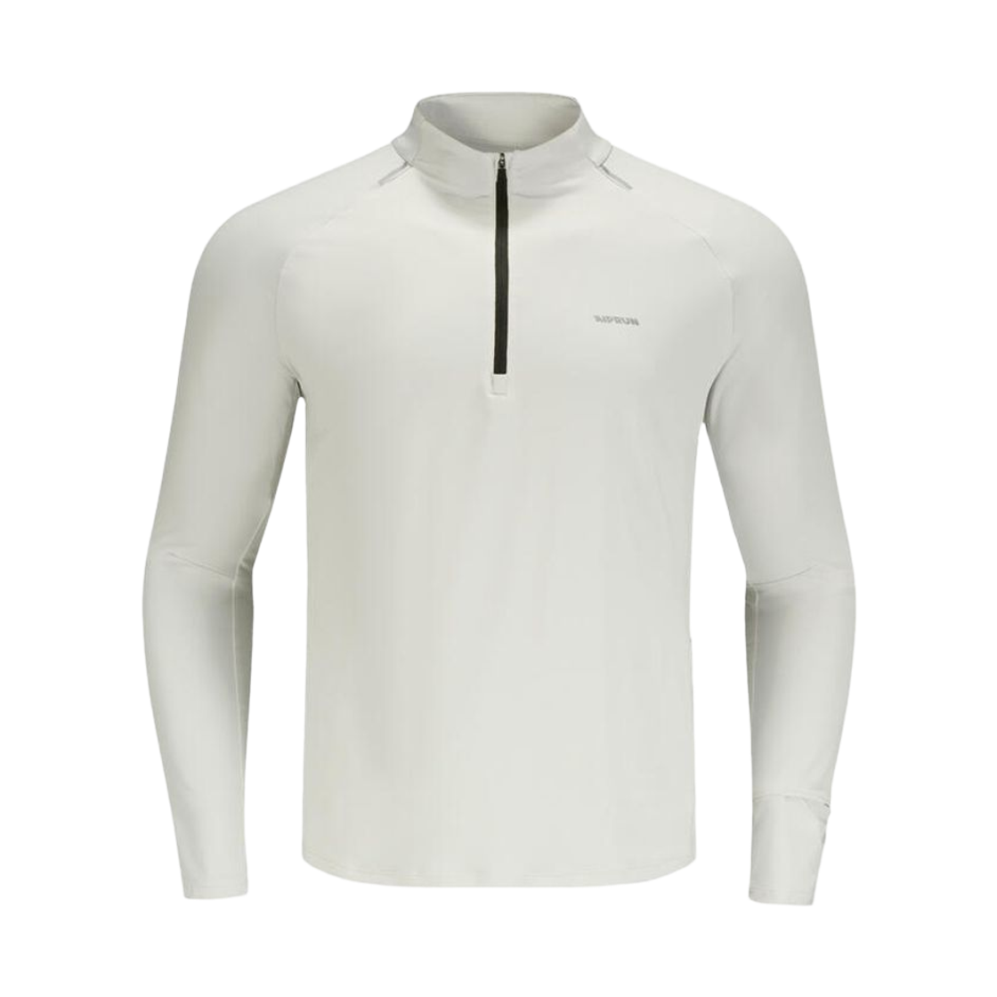 9017475 Decathlon Men's Half-Zip Running Long-Sleeved T-shirt Run Dry 500 Pebble Grey