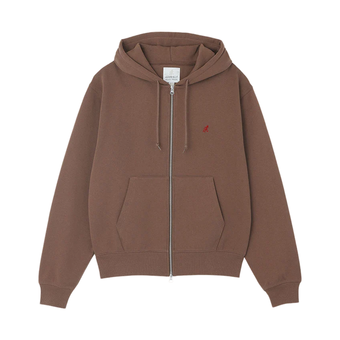 그라미치 원 포인트 집 후드 스웨트셔츠 브라운 - US 사이즈(Gramicci One Point Zip Hooded Sweatshirt Brown - US Sizing)