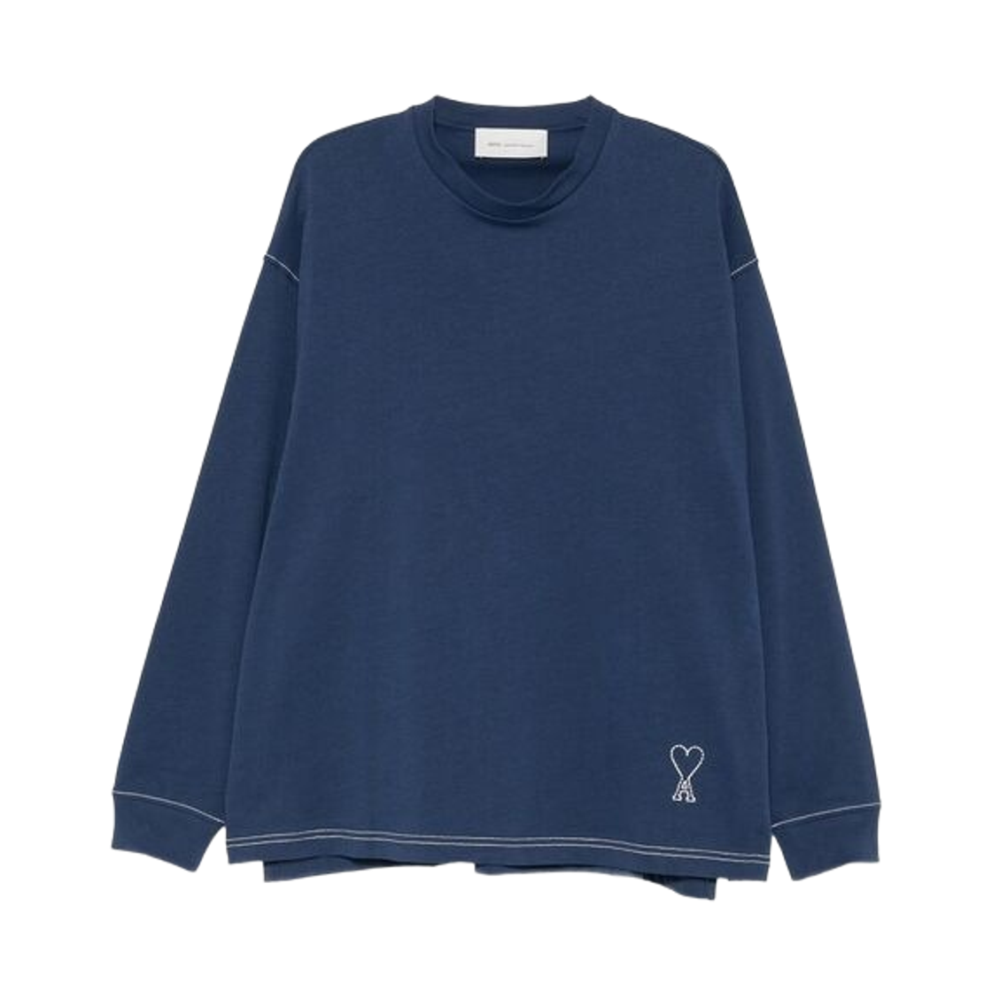 HTS370-726-A021 AMI de Coeur Topstitch Long Sleeve T-Shirt Ink