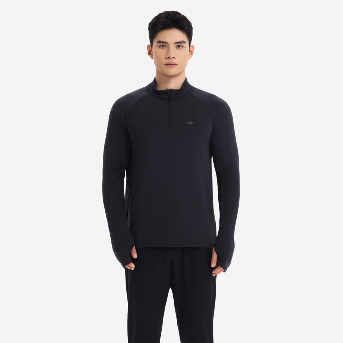 데카트론 남성 하프집 러닝 긴팔 티 런 웜 100 스모크 블랙(Decathlon Men's Half-Zip Running Long-Sleeved T-shirt Run Warm 100 Smoke Black) - 9