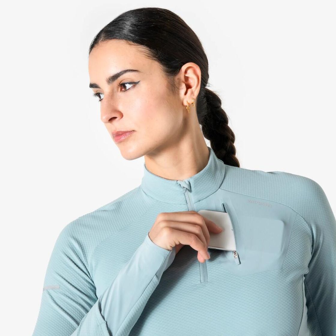 데카트론 여성 하프집 러닝 긴팔 티 런 웜 900 레이니 블루(Decathlon Women's Half-Zip Running Long-Sleeved T-shirt Run Warm 900 Rainy Blue) - 8