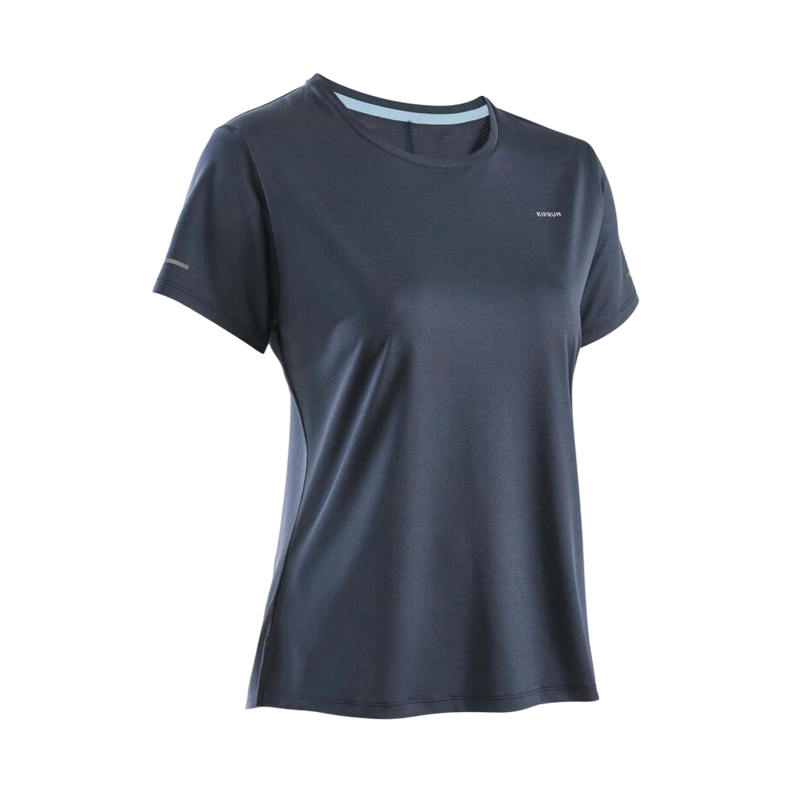 8831477 Decathlon Women's Running Short-Sleeved T-shirt Run Dry 500 Asphalt Blue