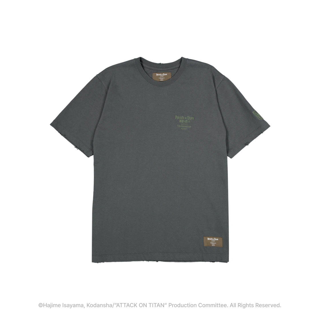 UMCAOTSCTMC [Attack On Titan I Undermycar] Survey Corps Vintage Washed T-Shirts Moss Charcoal