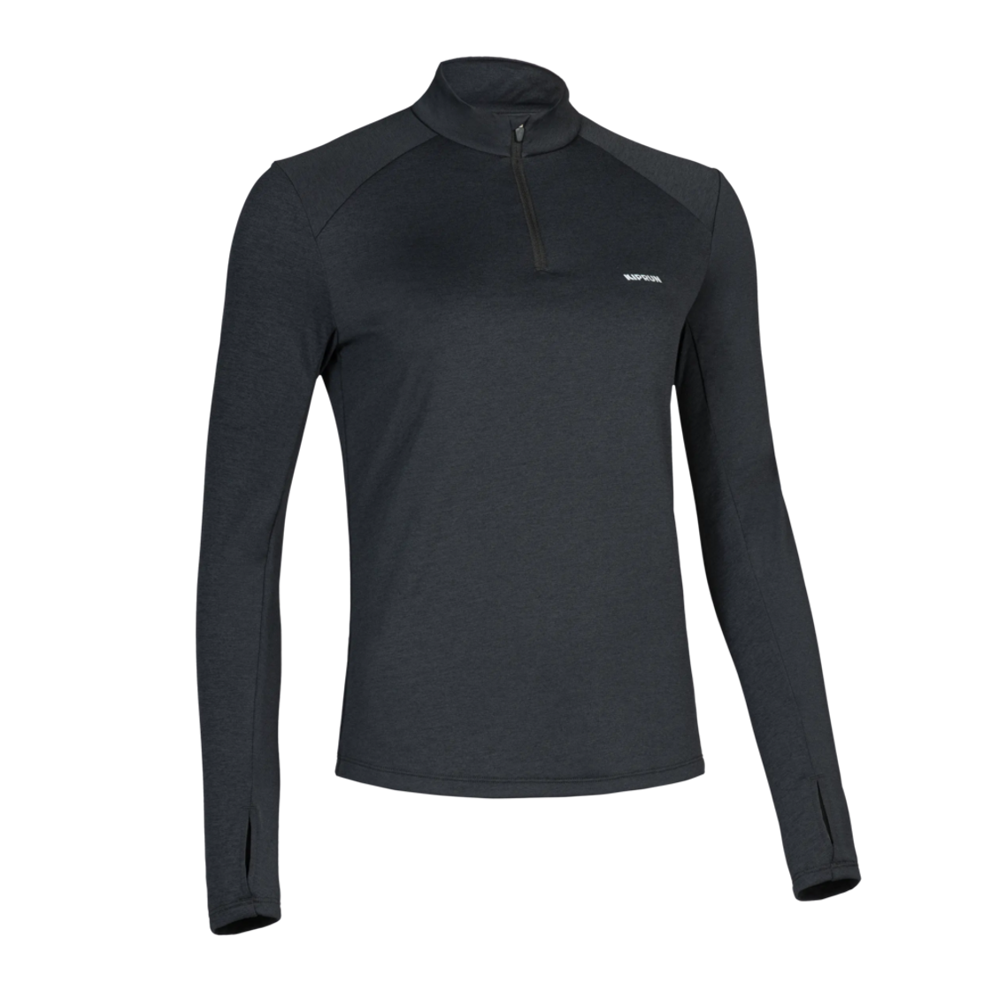 9008664 Decathlon Women's Half-Zip Running Long-Sleeved T-shirt Run Core Smoke Black