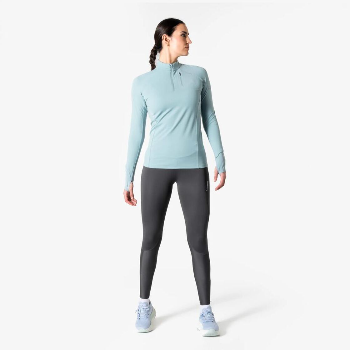 데카트론 여성 하프집 러닝 긴팔 티 런 웜 900 레이니 블루(Decathlon Women's Half-Zip Running Long-Sleeved T-shirt Run Warm 900 Rainy Blue) - 5