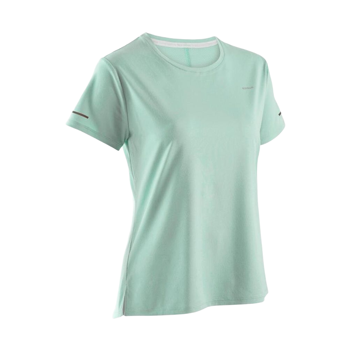 8911522 Decathlon Women's Running Short-Sleeved T-shirt Run Dry 500 Frozen Green
