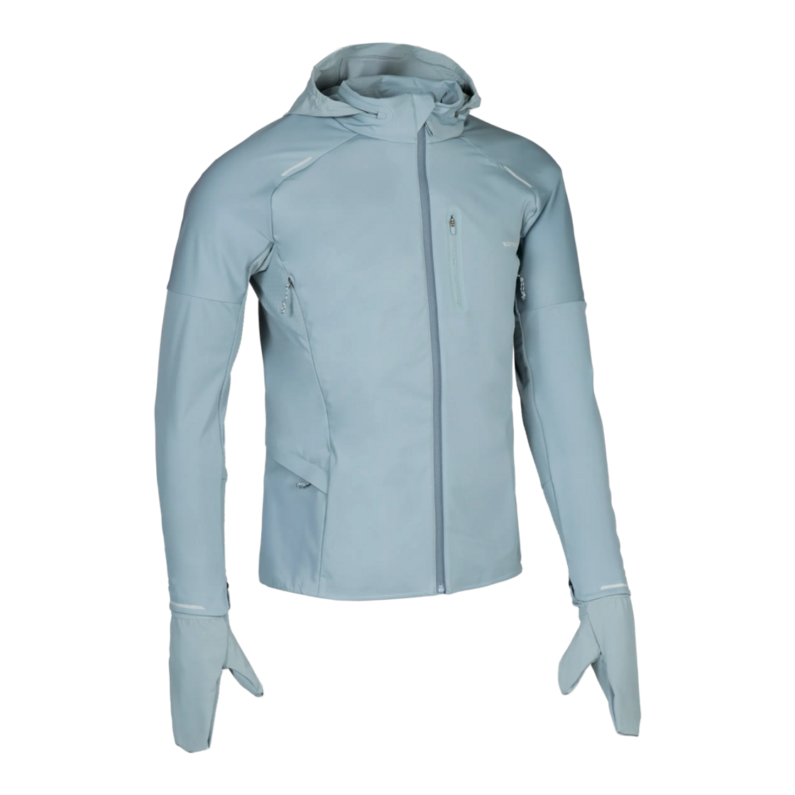 9008555 Decathlon Men's Running Jacket with Built-in Gloves Run Warm 900 River Grey