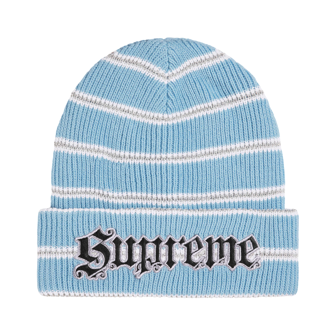 - Supreme Metallic Stripe Beanie Light Blue - 26FW