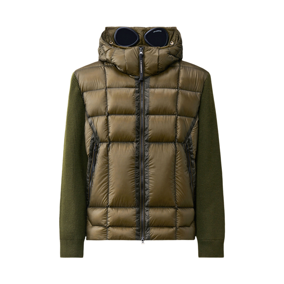 21CMKN052A006390M683 C.P. Company Extrafine Merino Wool Mixed Goggle Sweater Ivy Green - 26FW