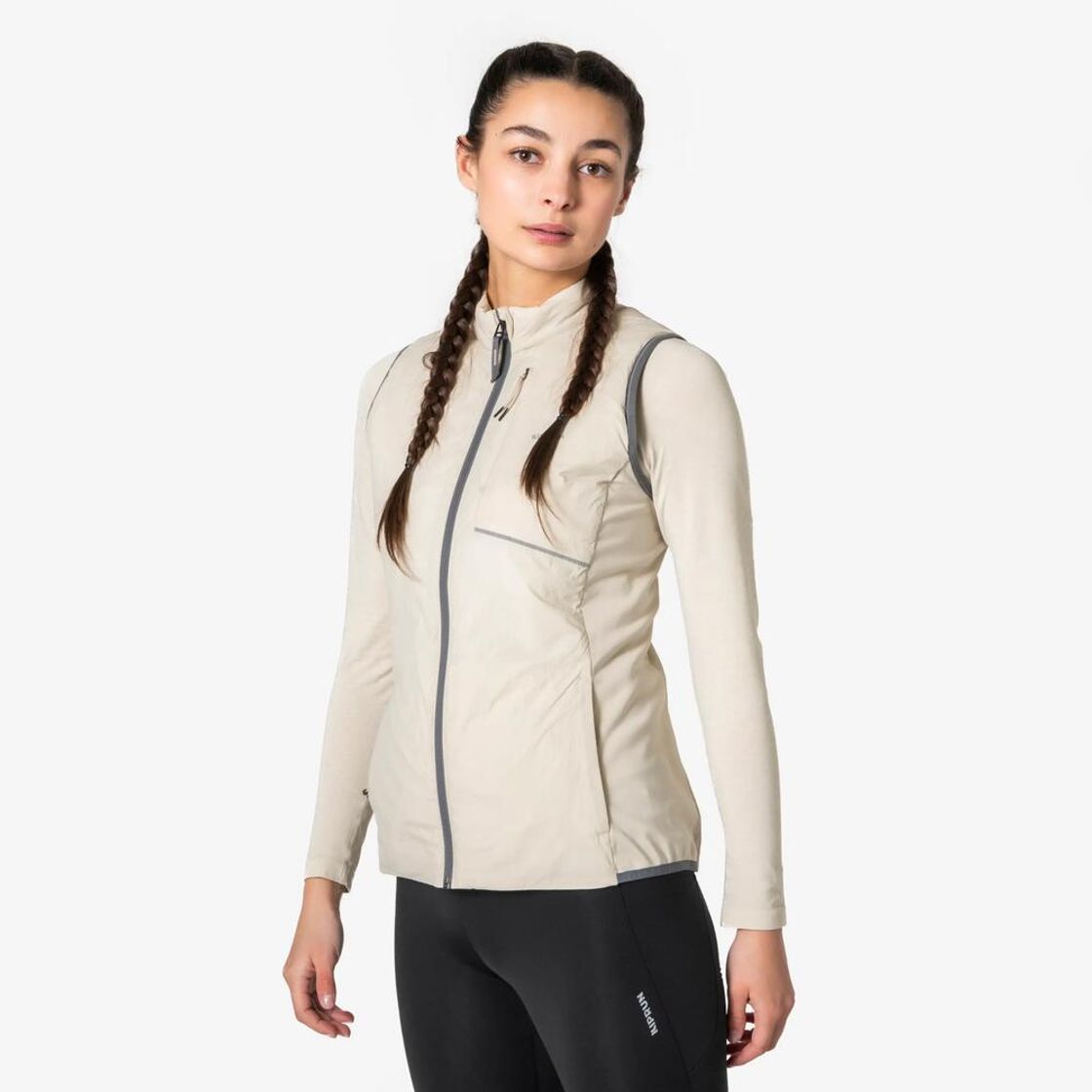 데카트론 여성 러닝 패딩 베스트 런 웜 500 린넨 베이지(Decathlon Women's Running Padded Vest Run Warm 500 Linen Beige) - 2