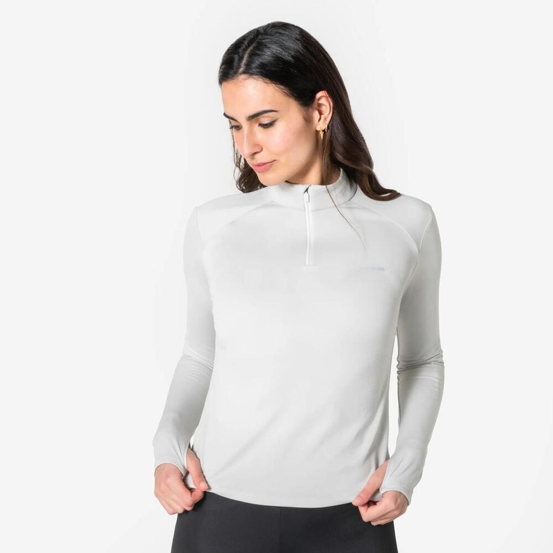 데카트론 여성 하프집 러닝 긴팔 티 런 코어 미네랄 그레이(Decathlon Women's Half-Zip Running Long-Sleeved T-shirt Run Core Mineral Grey) - 2