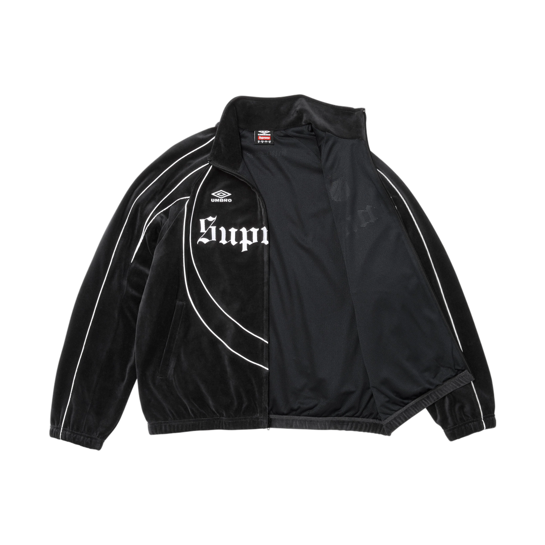슈프림 x 엄브로 벨루어 트랙 자켓 블랙 - 26FW(Supreme x Umbro Velour Track Jacket Black - 26FW) - 3