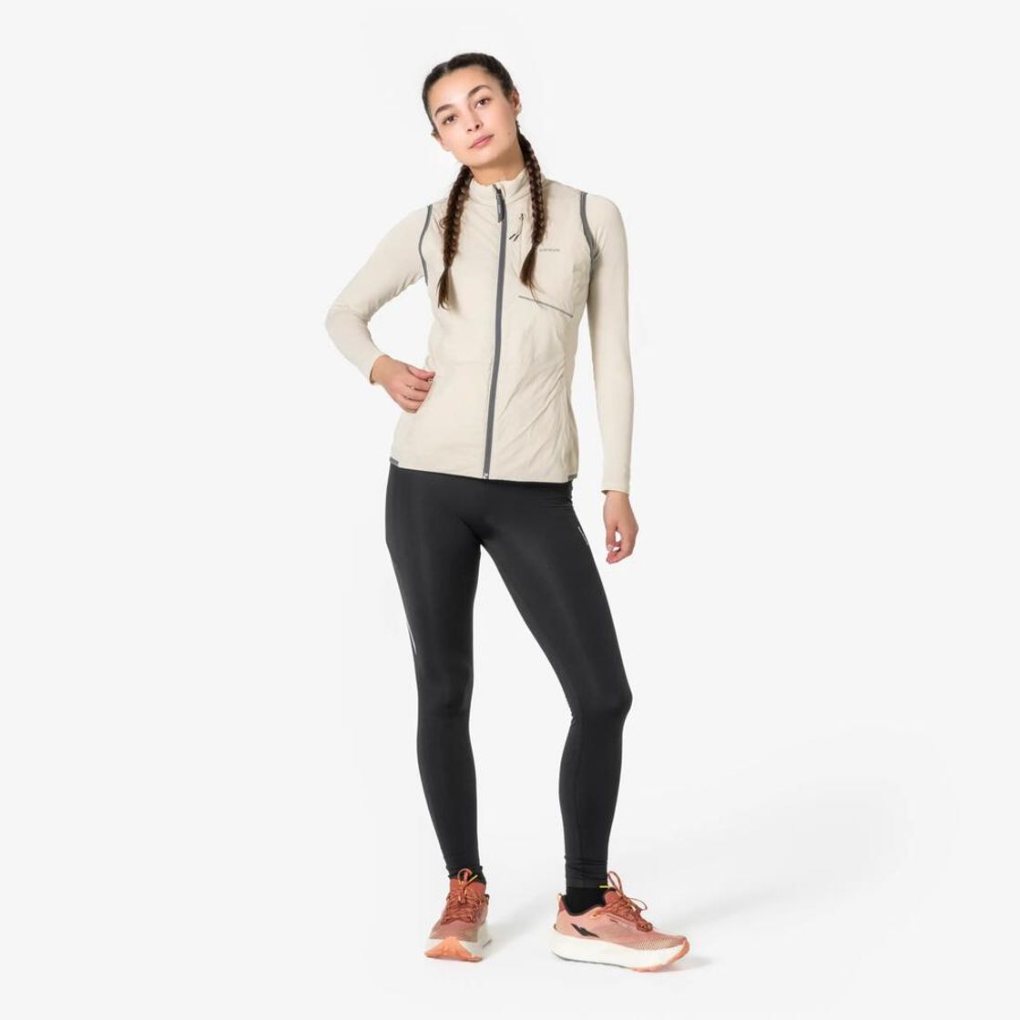 데카트론 여성 러닝 패딩 베스트 런 웜 500 린넨 베이지(Decathlon Women's Running Padded Vest Run Warm 500 Linen Beige) - 4