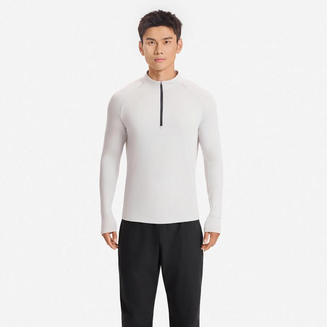 데카트론 남성 하프집 러닝 긴팔 티 런 드라이 500 페블 그레이(Decathlon Men's Half-Zip Running Long-Sleeved T-shirt Run Dry 500 Pebble Grey) - 4