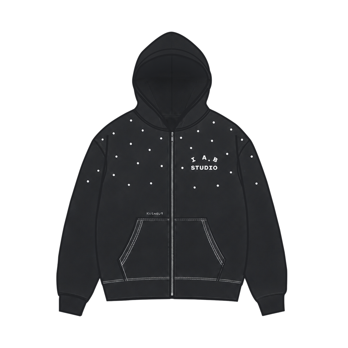 - IAB Studio x Kusneuf Reworked Zip-Up Hoodie Black