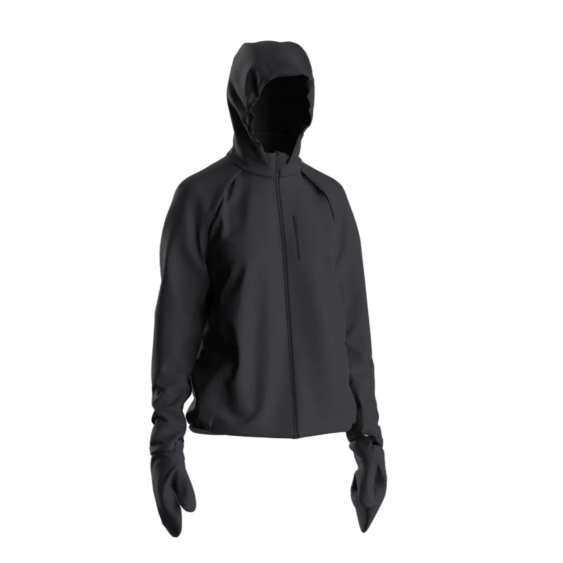 8881647 Decathlon Women's Running Jacket with Built-in Gloves Run Warm 900 Smoke Black
