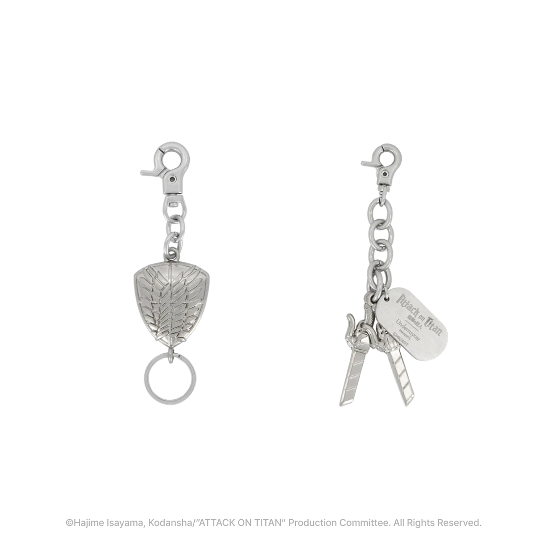 [진격의 거인 I 언더마이카] 조사병단 엠블럼 & ODM 블레이드 키링 세트([Attack On Titan I Undermycar] Survey Corps Emblem & ODM Blades Keyring Set) - 1