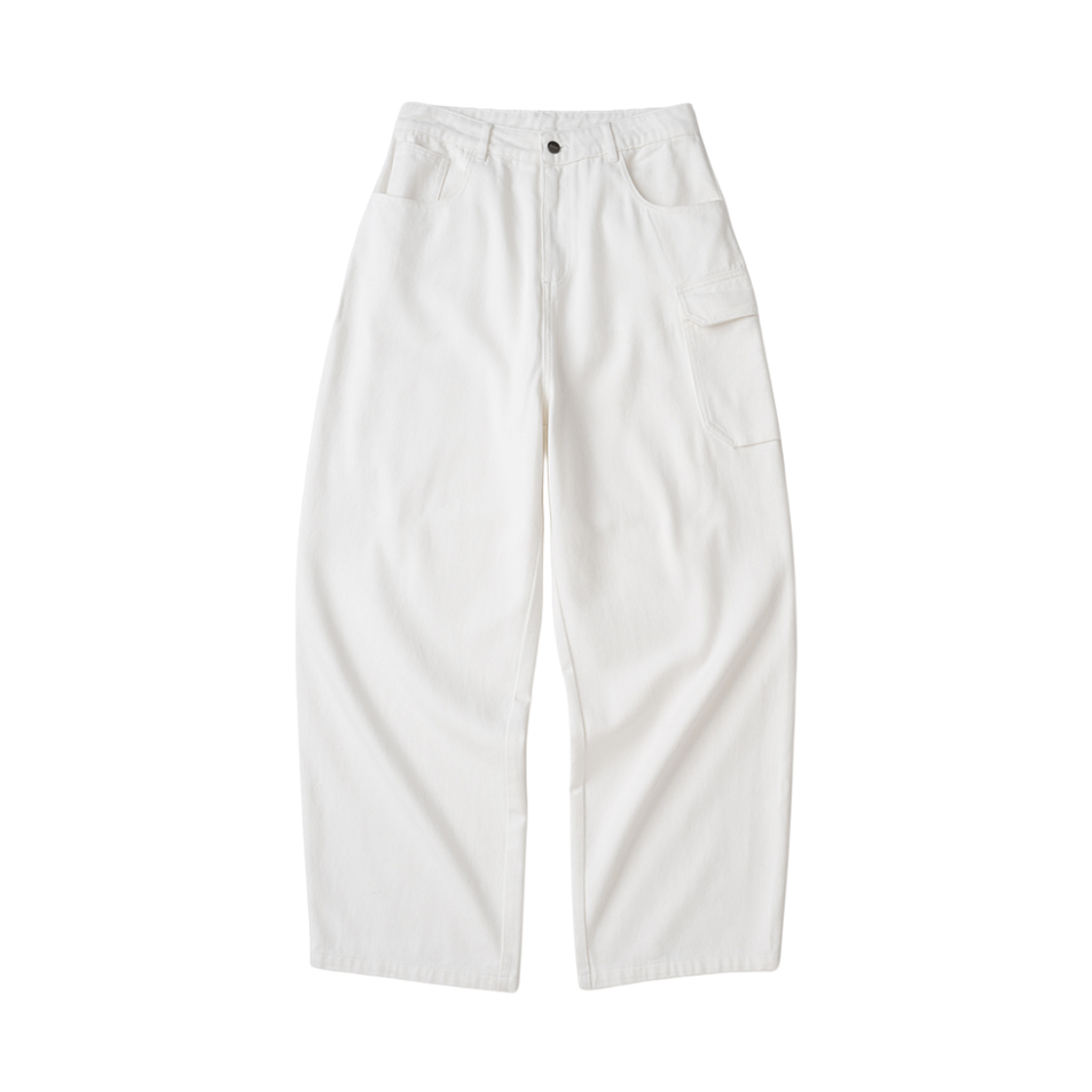 니티드 플랩 포켓 코튼 카고 팬츠 화이트(Knitted Flap Pocket Cotton Cargo Pants White)