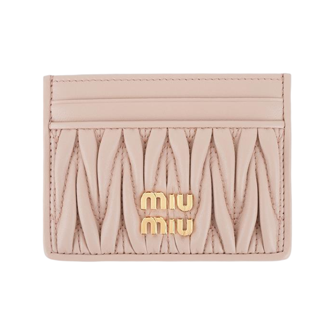 5MC076 AFPP F0236 [20% 쿠폰] Miu Miu Matelasse Nappa Leather Card Holder Powder Pink