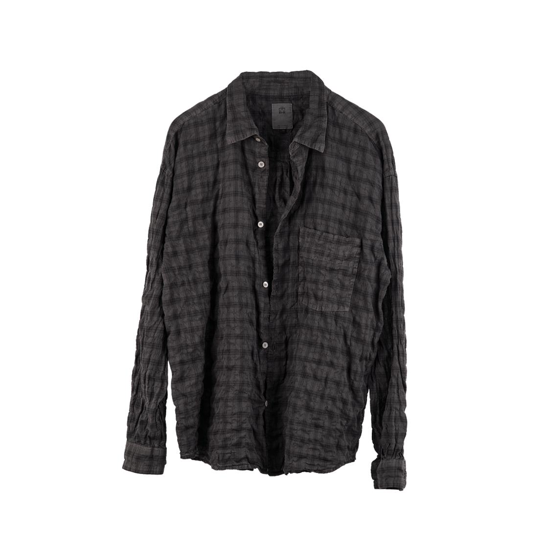 폴리테루 컨트리 체크 셔츠 (재패니즈 패브릭) 차콜 브라운(Polyteru Country Check Shirt (Japanese Fabric) Charcoal Brown)