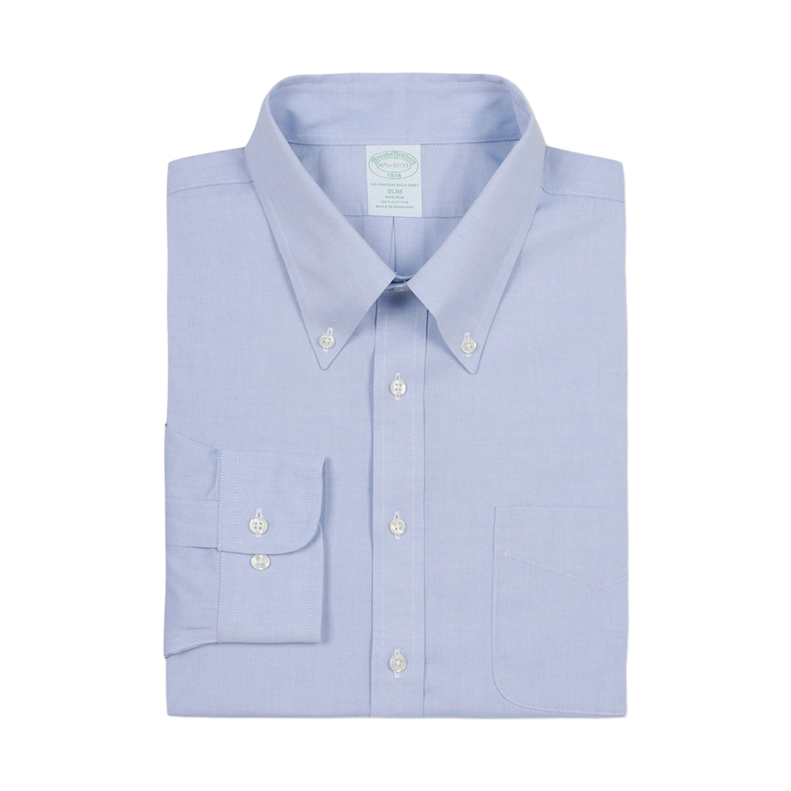 BBTSMFZ501-LBL BrooksBrothers Non-Iron Polo Button Down Dress Shirt Light Blue
