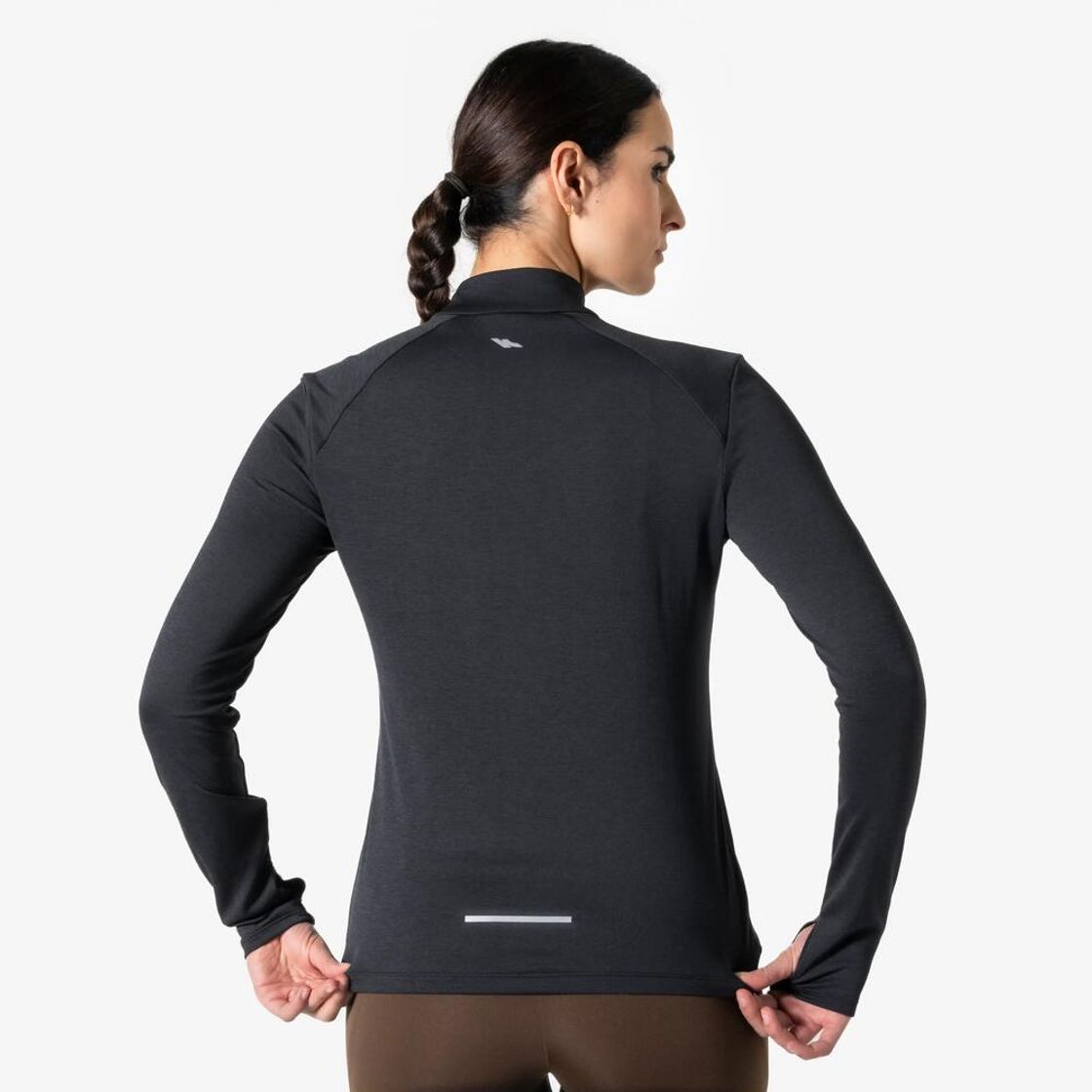 데카트론 여성 하프집 러닝 긴팔 티 런 코어 스모크 블랙(Decathlon Women's Half-Zip Running Long-Sleeved T-shirt Run Core Smoke Black) - 3